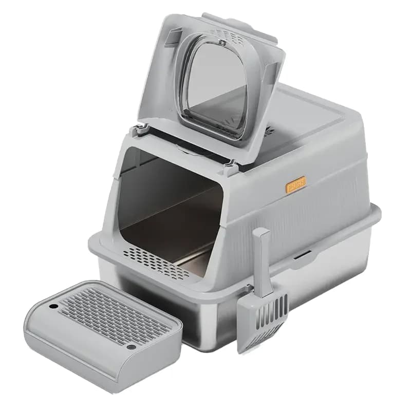 Custom Easy Clean Square Plastic Enclosed Cat Litter Box With 20L Capacity For Cats Of All Sizes