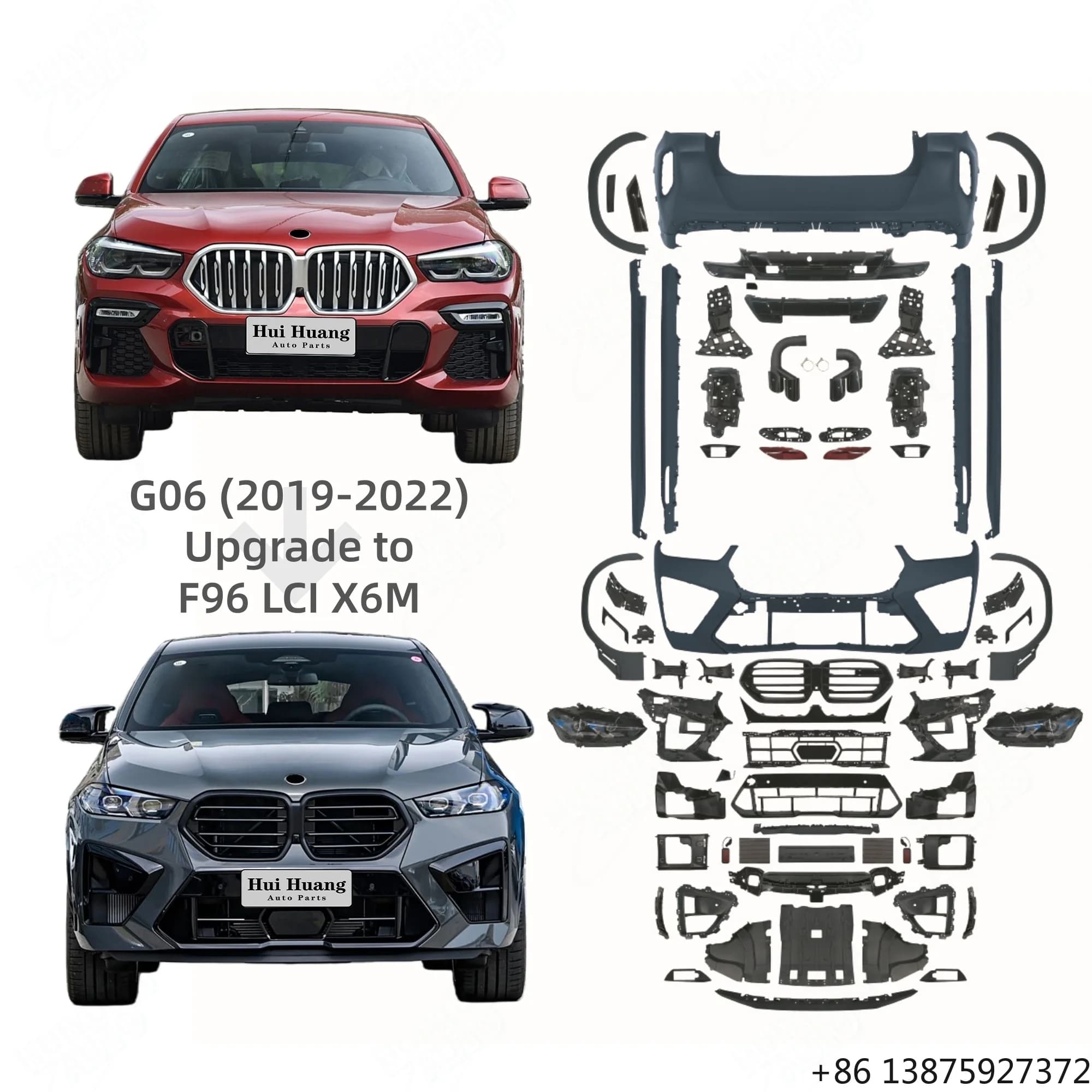Kit Carrozzeria per Paraurti Auto X6 G06 2020-2022, Aggiornamento Modello 2023 X6M G06 LCI, Include Fari LED Automatici e Paraurti