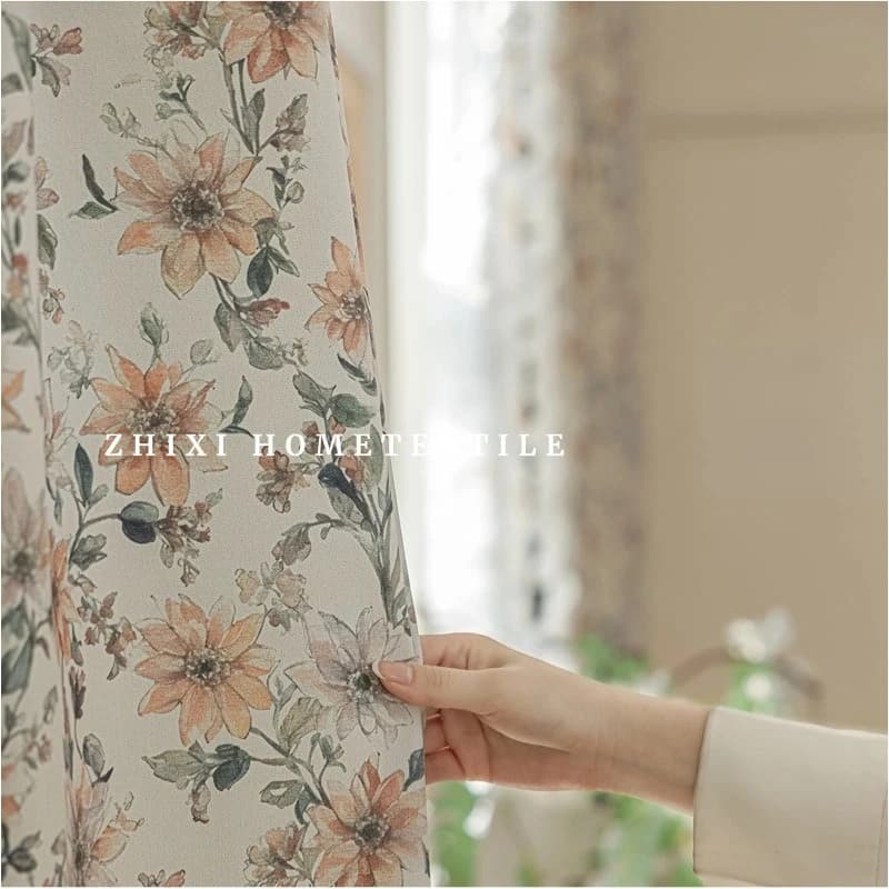 Chenille Printed Curtains Pastoral Retro Living Room Bedroom Gauze Curtains Custom Size Fashion Thick Window Blackout Door