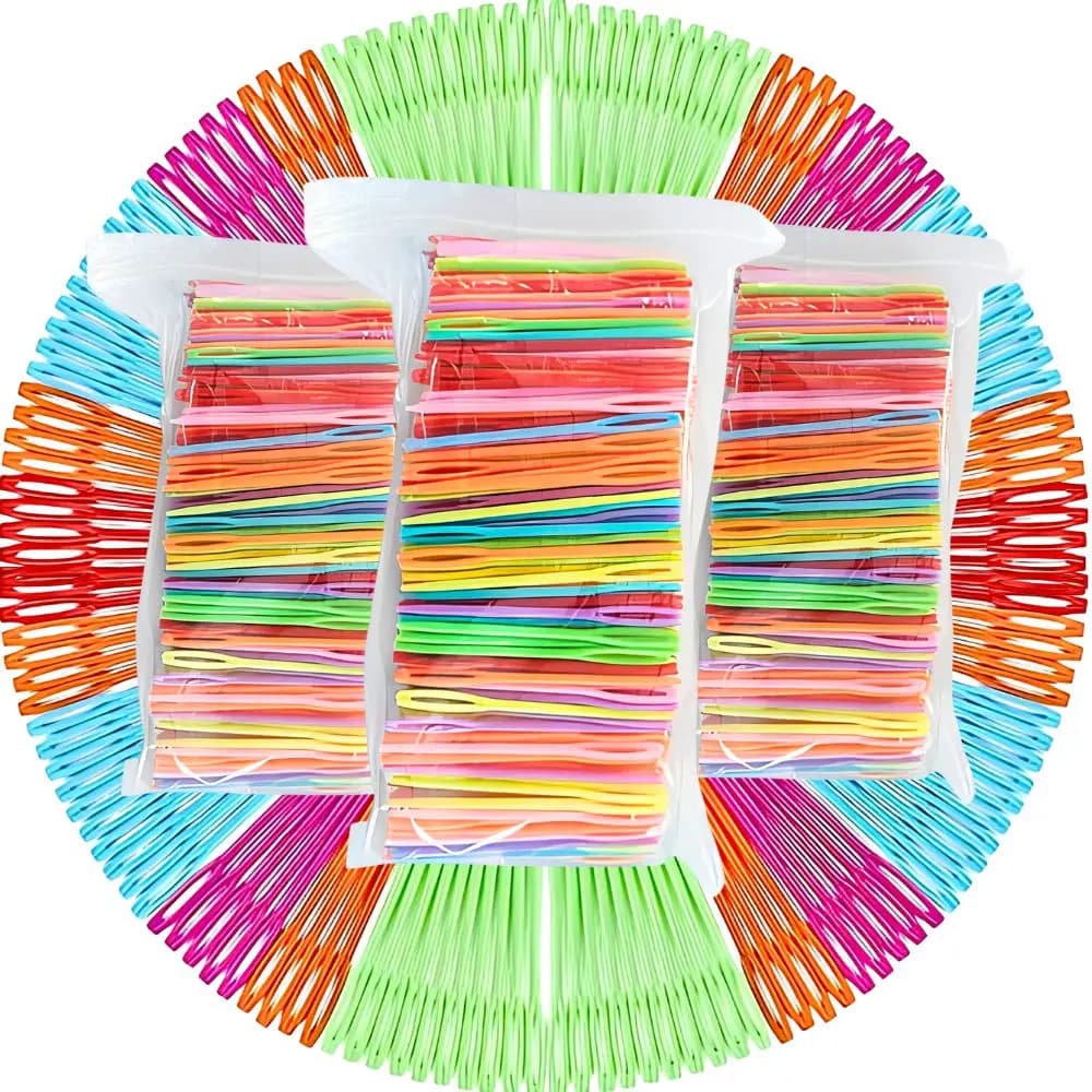 50/100pcs Random Color Plastic Big Eye Sewing Needles Large Hole Yarn Needles Knitting Crochet Tool YMY