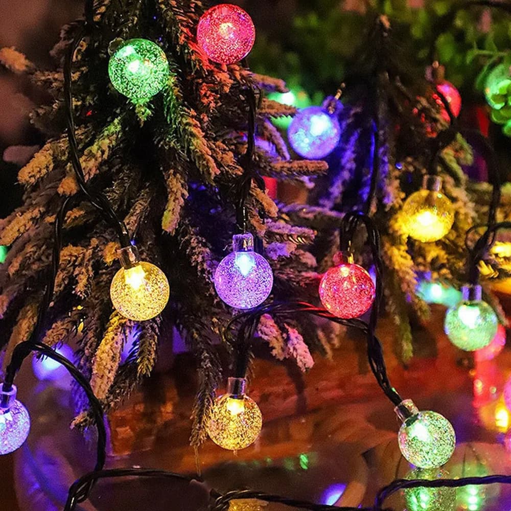 Luci a Stringa LED Solari per Esterni con 8 Modalità, Sfere Luminose Dorate per Matrimoni, Festività e Decorazioni di Capodanno