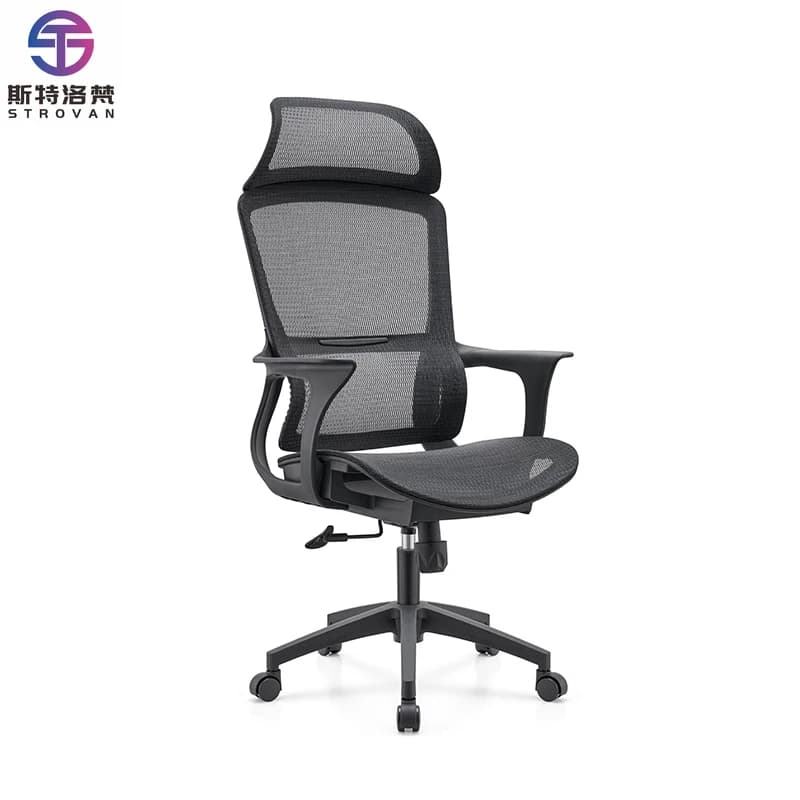 Sedia da ufficio in rete con schienale alto con braccioli regolabili Cuscino lombare Sedia ergonomica girevole per sala conferenze Comfort seduta