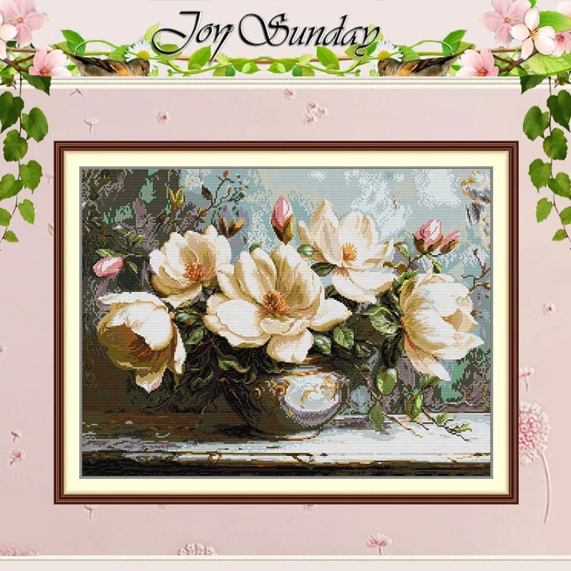 Il Misterioso Magnolia Modelli Contati Punto Croce Set FAI DA TE 11CT 14CT 16CT Stampato DMC Punto Croce Kit Ricamo Cucito