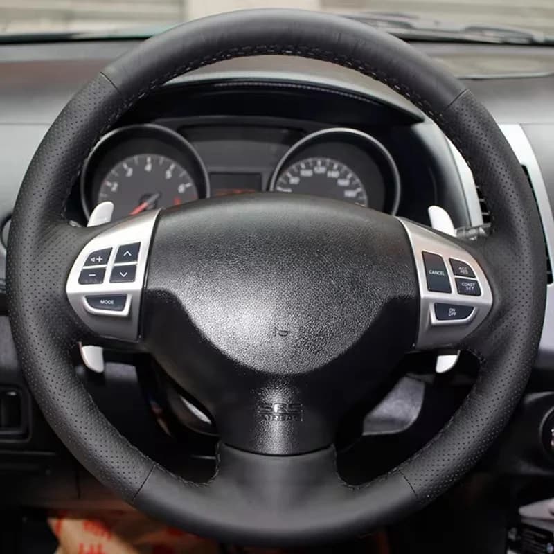 Coprivolante per auto in vera pelle nera cucita a mano per Mitsubishi Lancer EX 10 Lancer X Outlander ASX Colt Pajero Sport