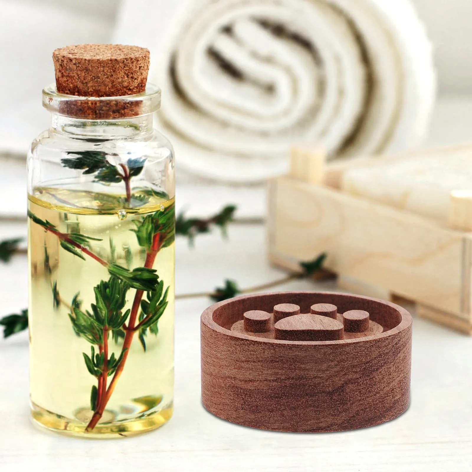 Diffusore in Legno Rotondo per Oli Essenziali, Realizzato in Legno Naturale per Casa, Ufficio, Auto, Aromaterapia e Diffusione di Fragranze