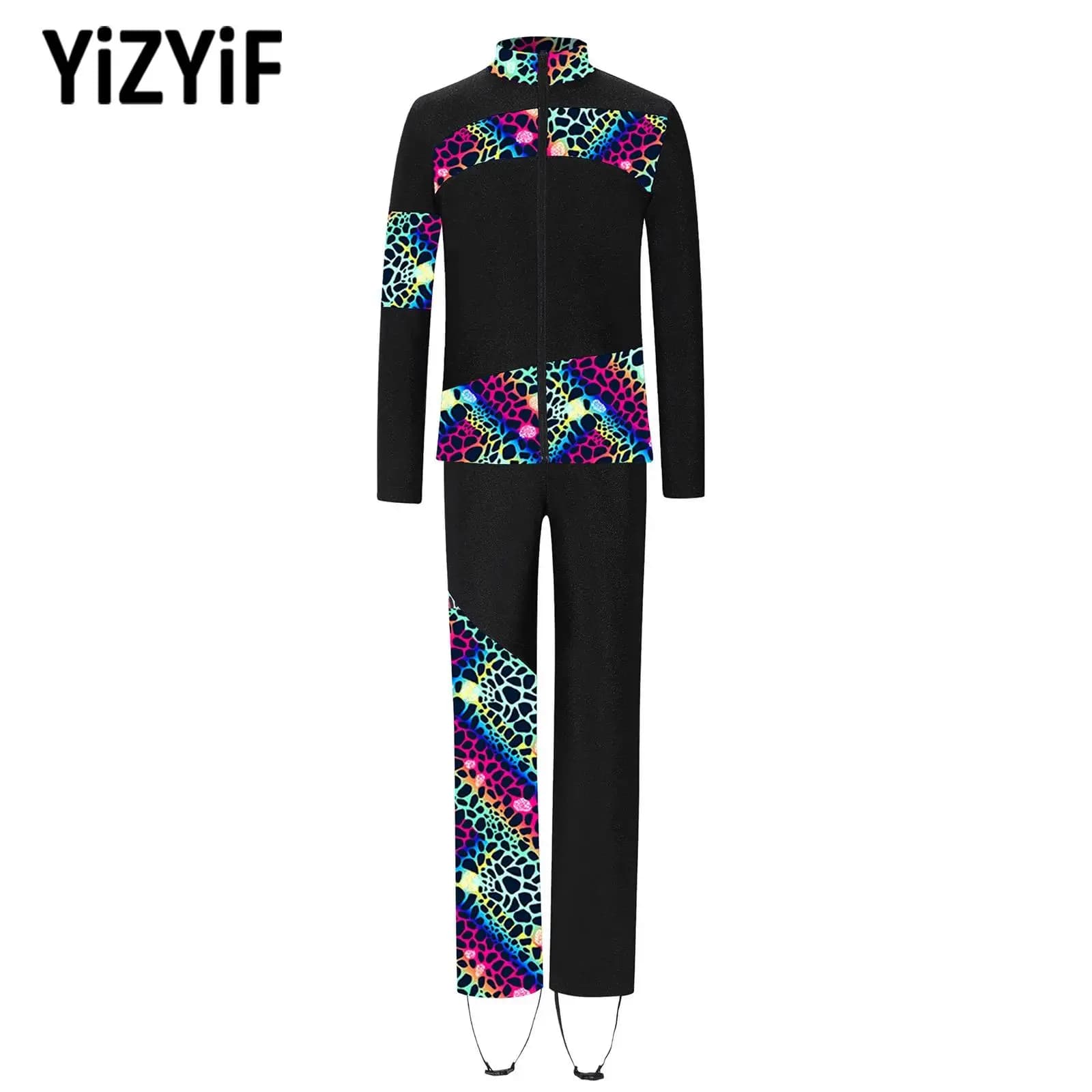 Set da 2 pezzi per pattinaggio sul ghiaccio per bambine, giacca a maniche lunghe con zip e pantaloni lunghi, set da allenamento e competizione, abbigliamento da ballo