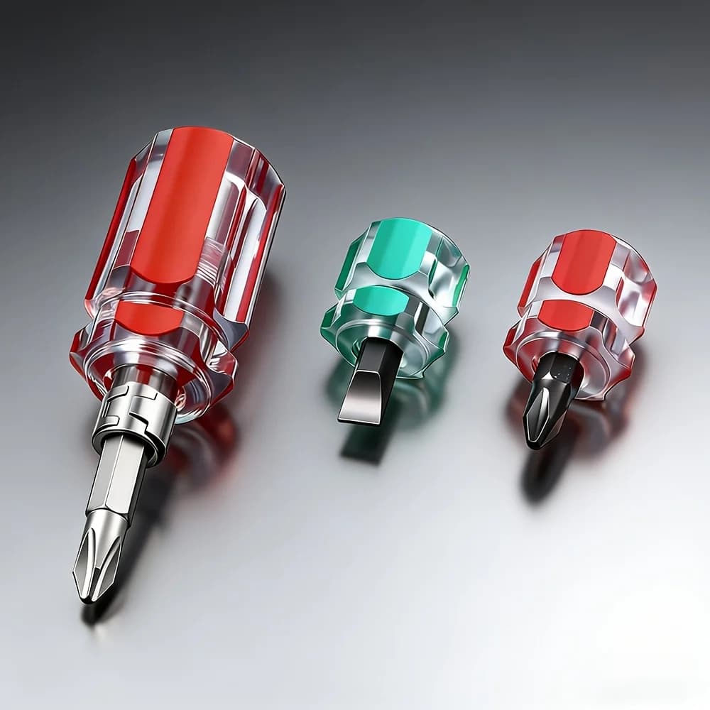Set di 3 cacciaviti corti, testa piatta e a croce 2 in 1, impugnatura antiscivolo per spazi ristretti, per elettronica, cucito e riparazioni domestiche