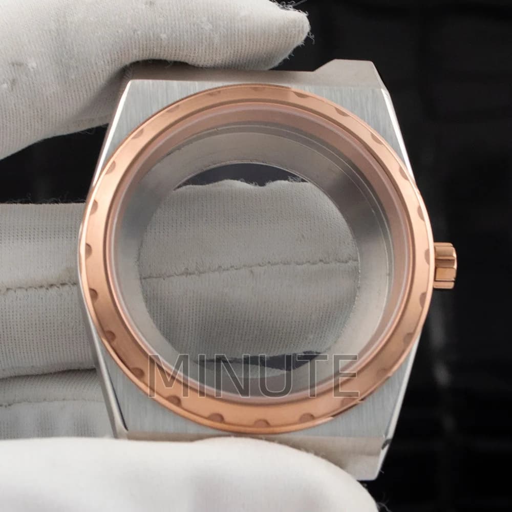 Cassa NH35, quadrante, lancette, cinturino in acciaio inossidabile, fondello in vetro per movimento VC222 NH35/NH36/4R, cassa per orologio da uomo 37mm oro rosa/oro/argento