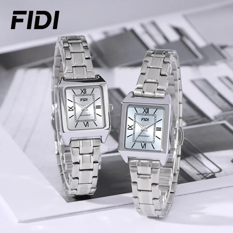 Orologio da Polso FIDI da Donna Quadrato al Quarzo con Cinturino in Acciaio Inossidabile Argento, Impermeabile 3ATM, Quadrante con Numeri Romani, Elegante Orologio da Donna