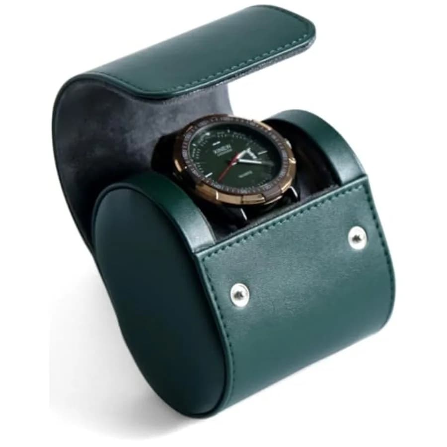 Watch Roll Travel Case for Men and Women with Suede Lining Watch Display Box Single Watch Storage and Organizer Green