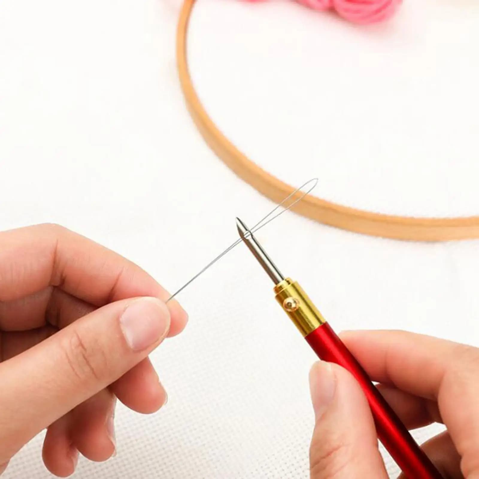 Embroidery Pen Knitting Sewing Crafts Tools Threader Punch Needle for Rug