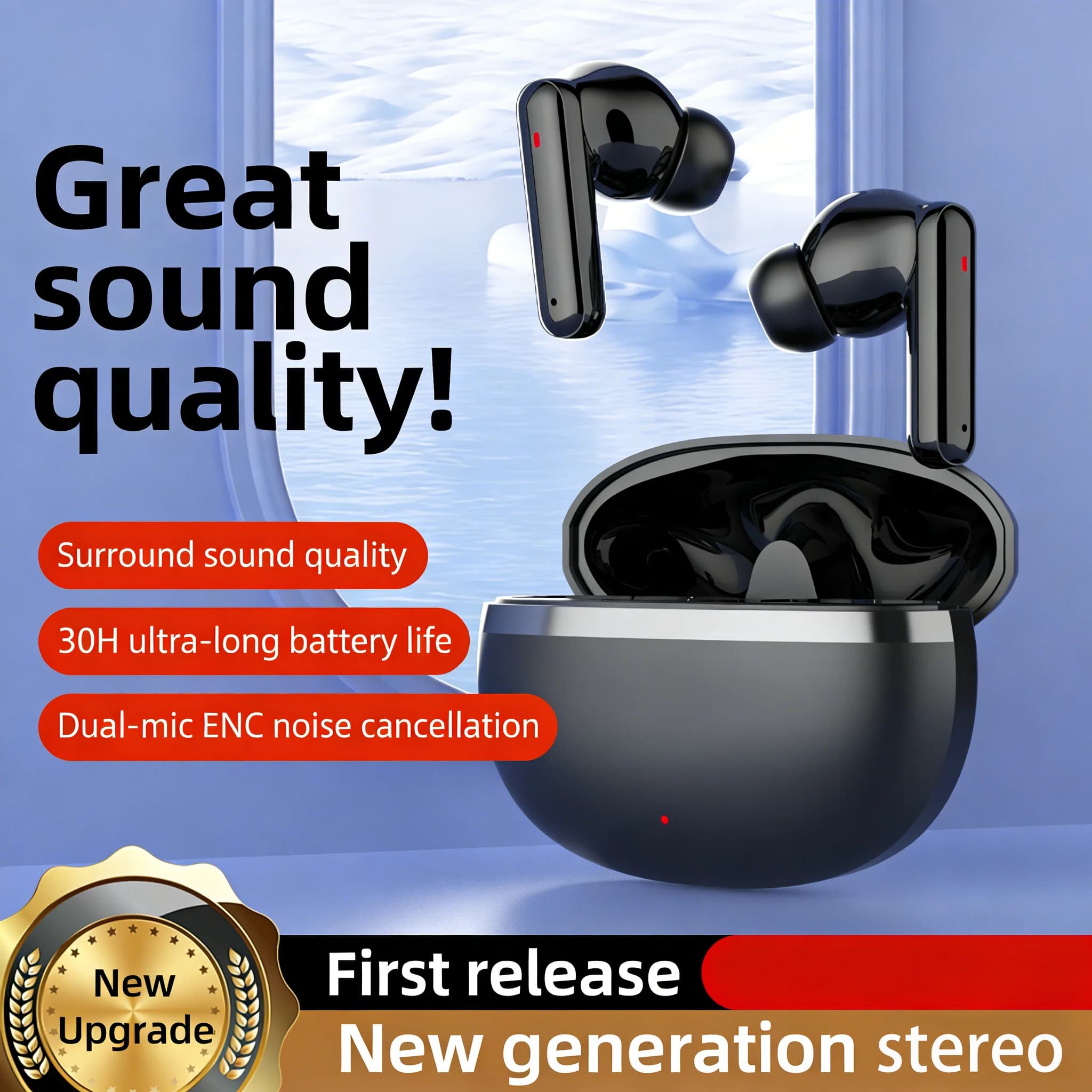G51 TWS Bluetooth wireless headphones with touch control, sports headphones, Hi-Fi stereo headphones for gaming with smartphone microphone