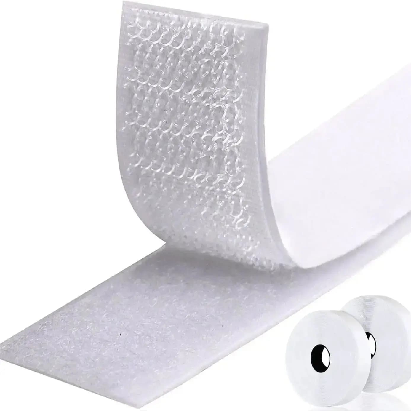 Heavy Duty Self Adhesive Hook and Loop Tape, Nylon Sticky Back White Strips Fastener for DIY Craft, Home Organizing, Car Cable