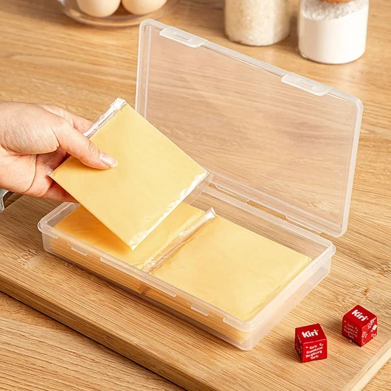1/2pcs Multi functional storage box Used for storing cheese slices and butter Transparent storage box Rectangular PP plastic box