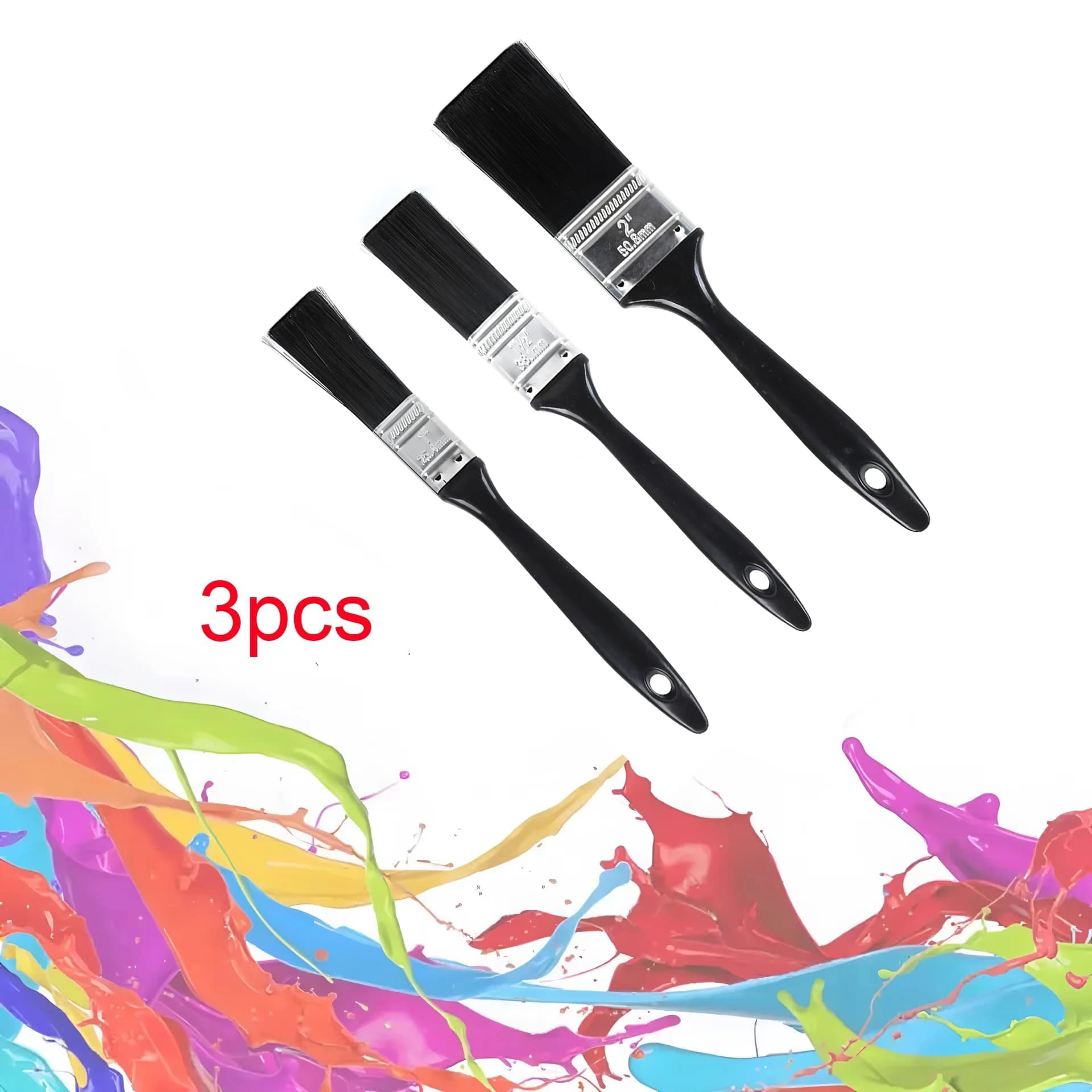 3 brushes thickened to apply evenly the cleaning tool, plastic handle, plastic brushes, tools to brush the solid wall, mural painting