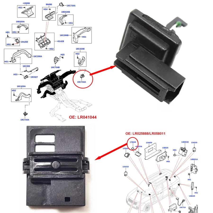 1x LR058011 LR025888 Sensore di Controllo Clima/Sensore Temperatura Uscita Aria Condizionata Lr041044 Per Land Rover Range Rover Sport