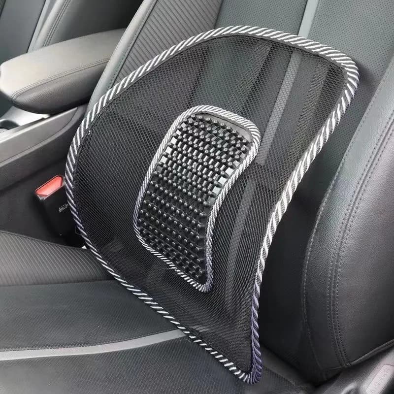 1 breathable ice silk car lumbar support pad with massage beads, ergonomic steel wire back support