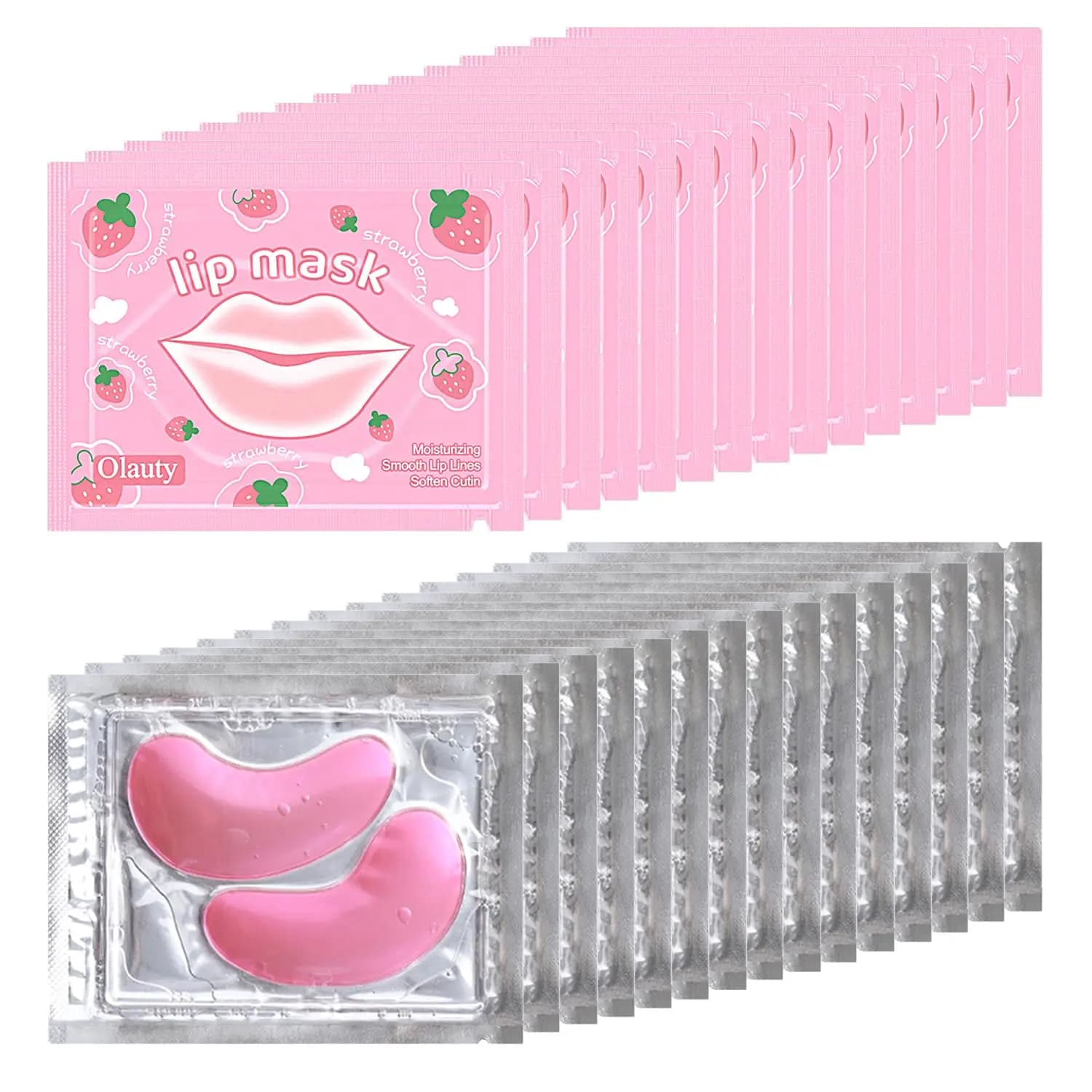 30 Paia di Maschere al Collagene per Occhi e Labbra, Patch Sottoculari per Occhi Gonfi e Linee Sottili, Cuscinetti Idratanti Rosa con Acido Ialuronico