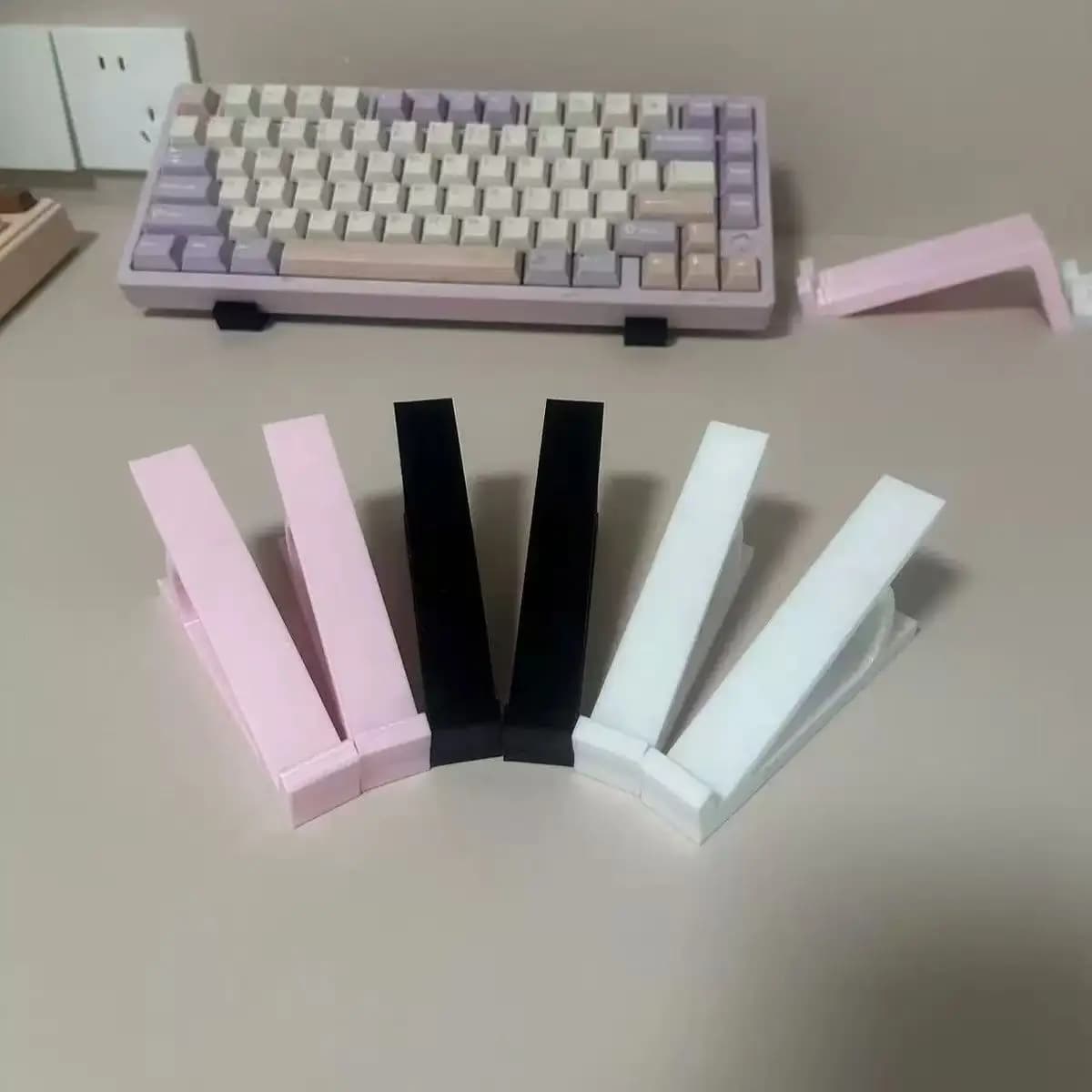 3pairs Desktop Keyboard Riser Stand With Storage Organizer Multi Purpose Phone Tablet Holder Home Office Desk Space Saving