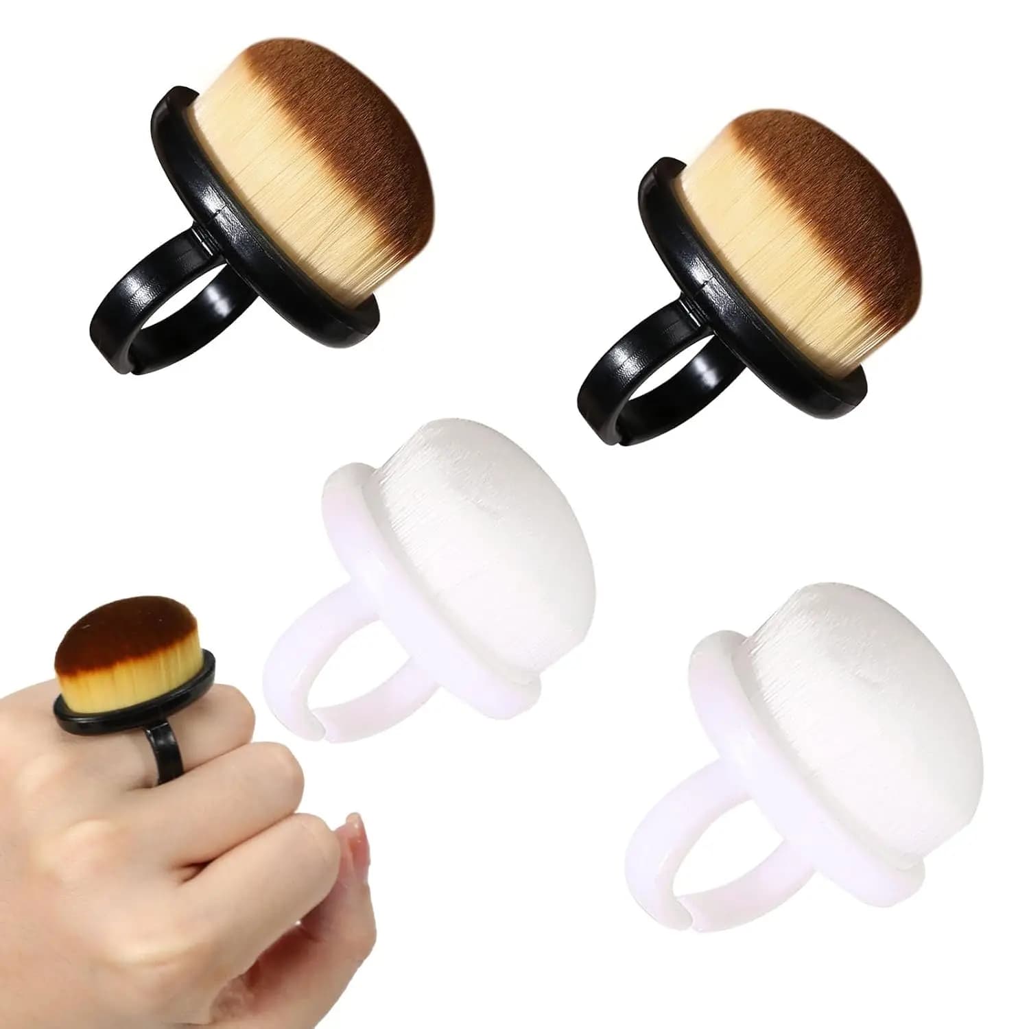 YIKOOLIN Spazzola per la pulizia della polvere per manicure, Spazzola ad anello per le dita, Strumento per la rimozione della polvere per smalto, Spazzola per nail art con setole dense