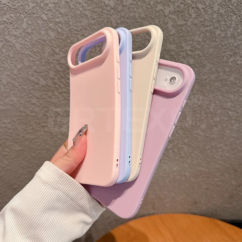 Luxury Candy Color Pattern Matte Silicone Soft Case For iPhone 17 air 17 pro 17 pro max Solid Color Shockproof Cover Shell