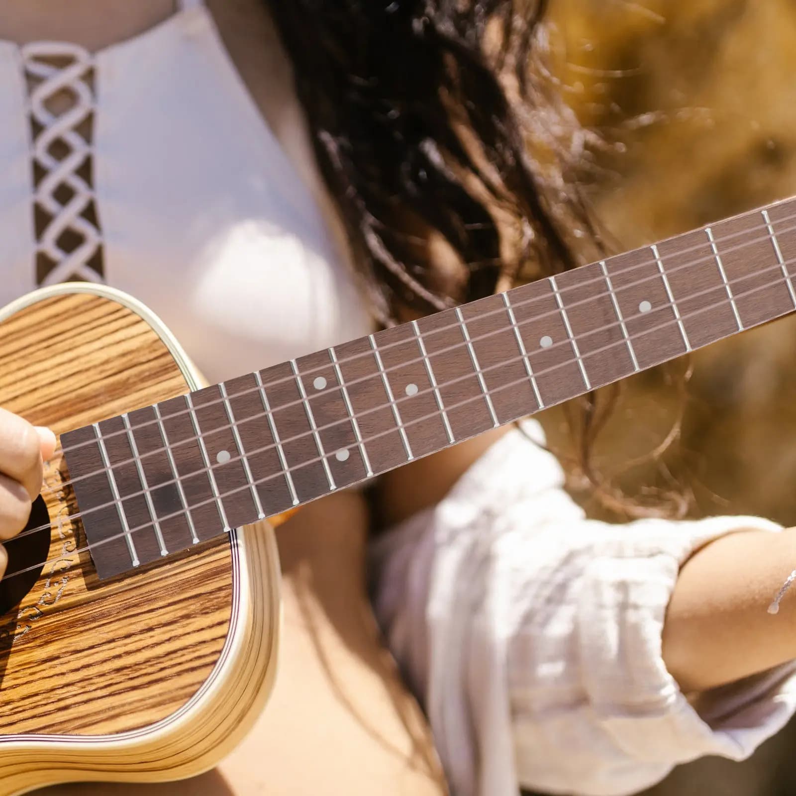 Set Completo di Manico e Tastiera in Legno per Ukulele, Kit Fai-da-Te per Ukulele, Accessori per Strumenti Musicali