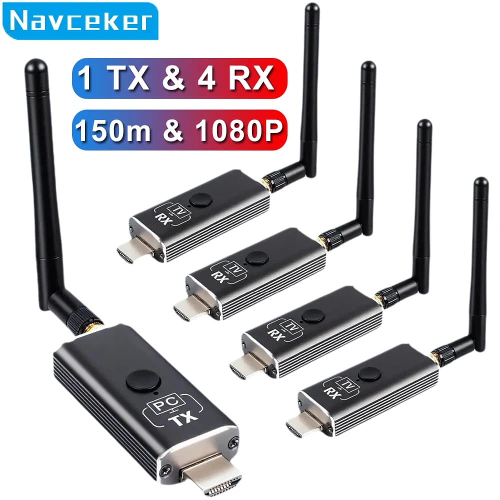 Trasmettitore e Ricevitore Wireless HDMI 1080P da 150M per Trasmissione Video, Estensore Display TV Stick per Fotocamera, Laptop, PC a TV