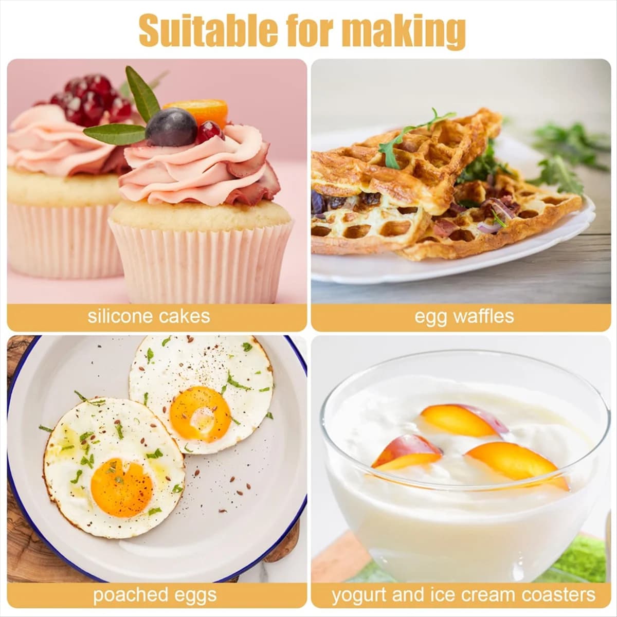Air Fried Poultry Accessories Silicone Egg Print 6 Pieces for Air Frying Silicone Non-stick