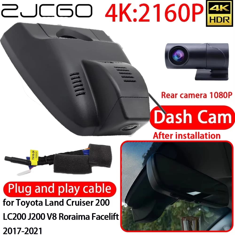 ZJCGO per Toyota Land Cruiser 200 LC200 J200 V8 Roraima Facelift 2017-2021, Dash Cam DVR 4K con Wifi, Telecamera Anteriore e Posteriore, Monitoraggio 24h