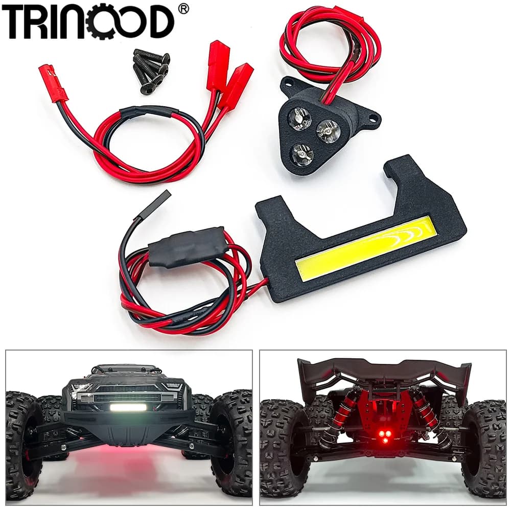 TRINOOD RC Auto Luci A LED Faretto Anteriore e Posteriore Lampada Bar Fari Faretto 5V per 1/8 KRATON 6S EXB V4 V5 BLX RC Buggy