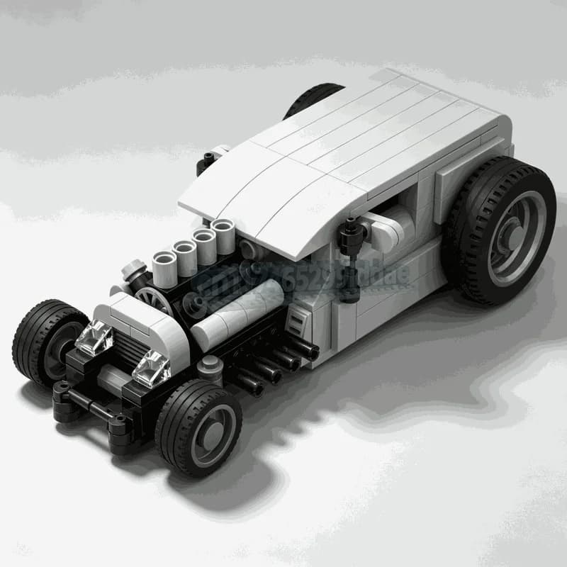 242PCS Vintage Hotrod Delivery Car MOC Classic Vehicle Model Custom Puzzle DIY Assembly Building Blocks Creative Educational Toy