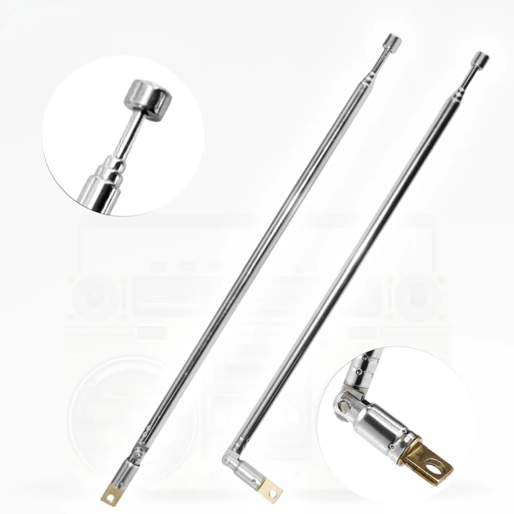 Antenna radio FM telescopica Antenna in rame cromato a 4 sezioni 360 ° Antenna universale radio AM FM ruotabile 45-450MHZ