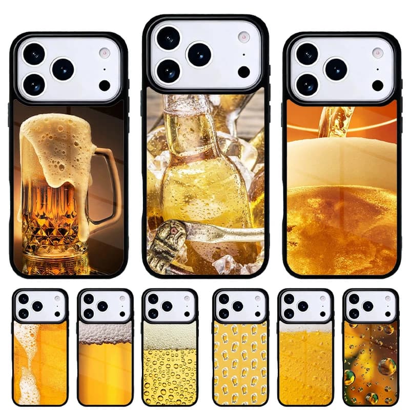 Cover per iPhone con Bolle di Birra, Compatibile con iPhone 17 16 15 14 13 Pro Max, Custodia Posteriore per 12 11 Pro