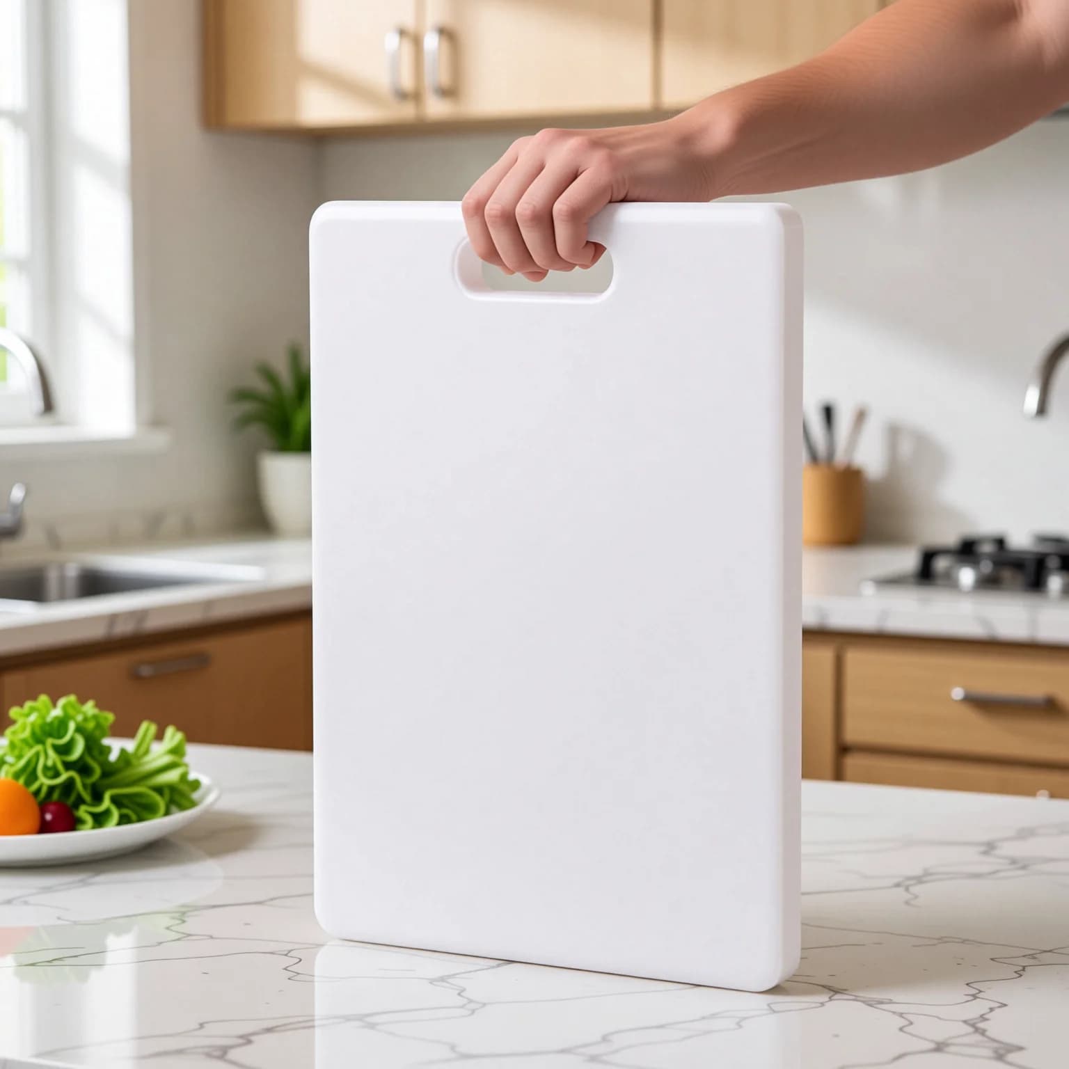 Tagliere in Resina Plastica Spessa Anti-Muffa per Frutta, Carne e Verdura, Ideale per Cucina e Ristorante, Bianco