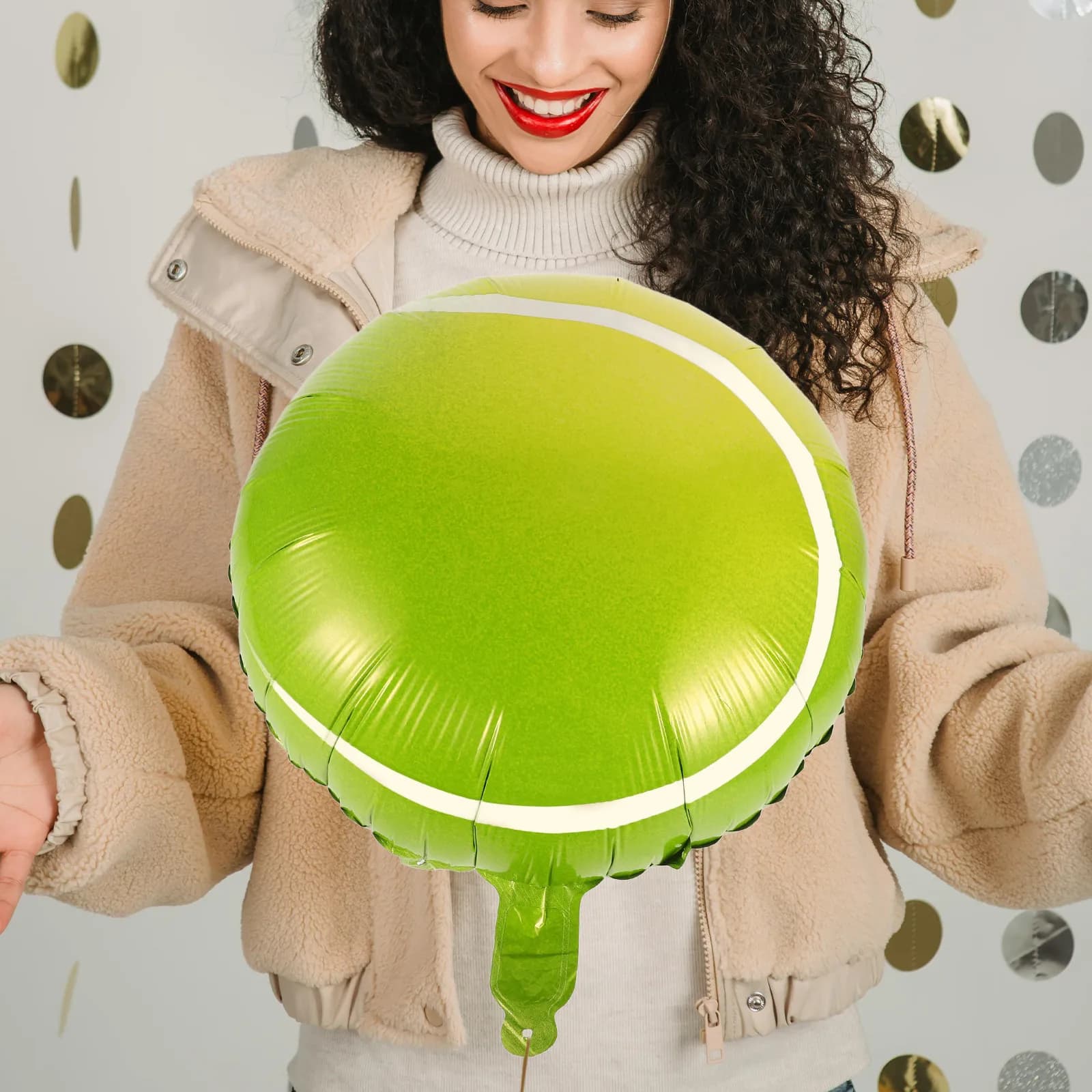 1 set 1 Set Tennis Ball Racket Balloons Aluminum Foil Inflatable Party Decor For Birthday Festival Sports Theme Event Decoration