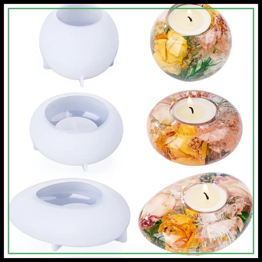 Set di 3 Stampi in Silicone per Portacandele Tealight, per Resina, Gesso, Cemento, Epossidico, Decorazioni Fai-da-Te, Ideali per Principianti