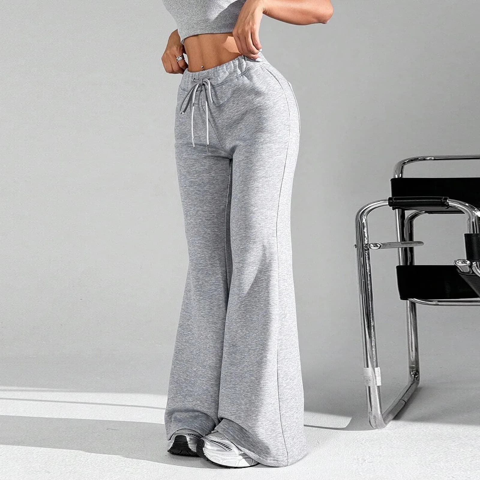 Pantaloni eleganti svasati solidi Pantaloni leggings cargo Pantaloni Y2k Abiti invernali da donna Matita Pantaloni casual con fondo a campana Pantaloni da jogging