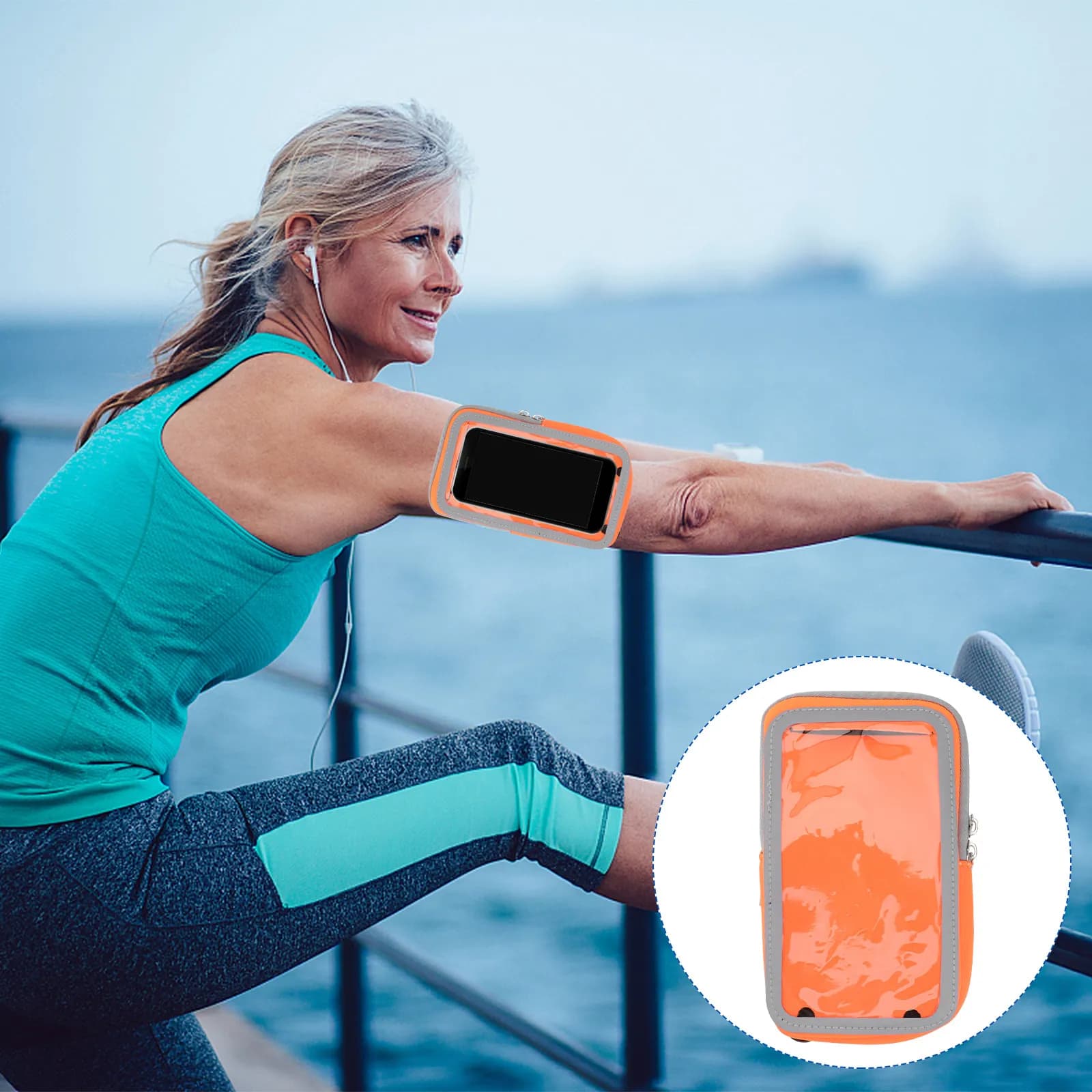 Sports Arm Bag Waterproof Dacron Adjustable High-Elastic Belt Lightweight Running Armband Black for 6 Inch Screens Phone Keys