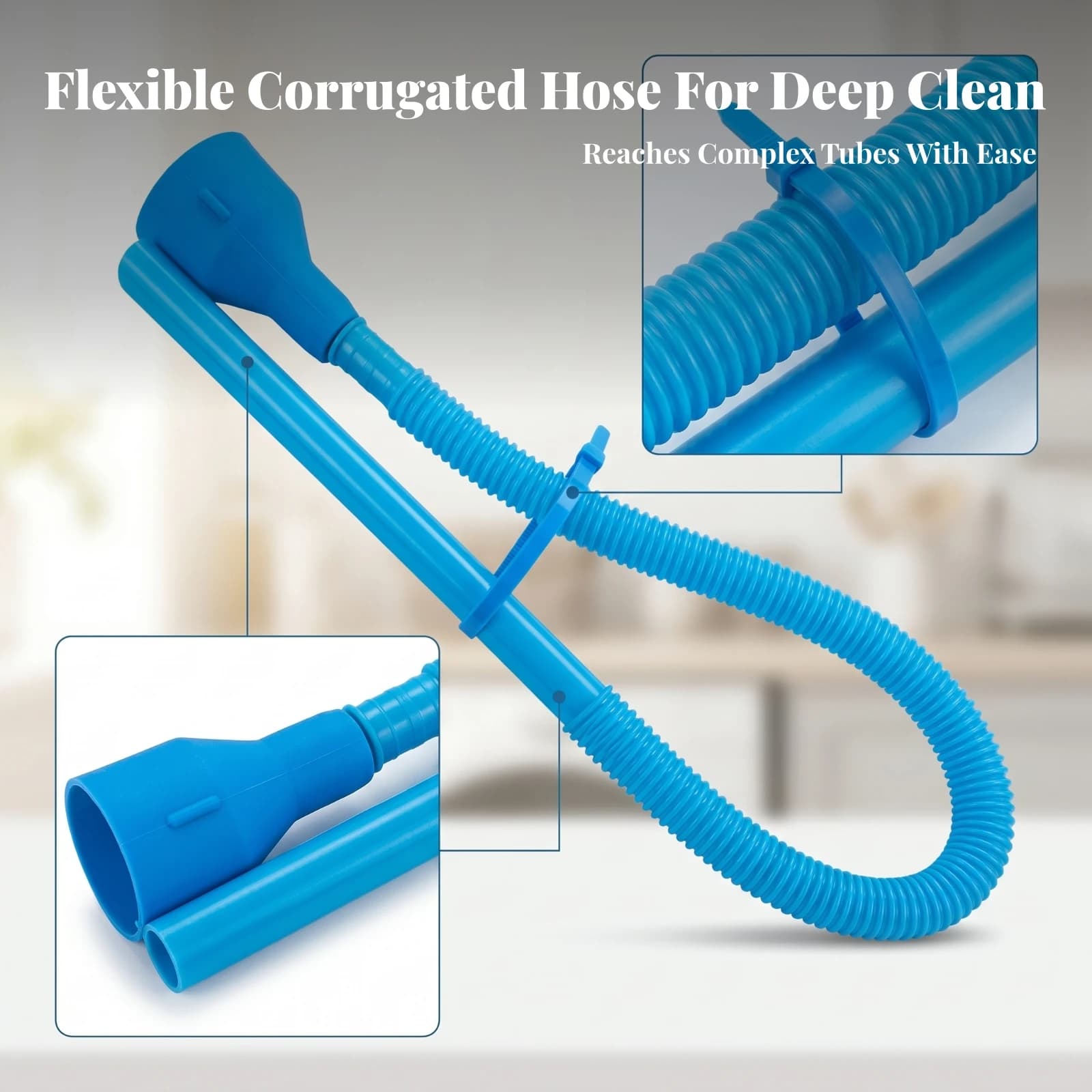 Flexible Dryer Vent Cleaner Corrugated Hose Dryer Vent Brush Blue Duct Cleaning Tool for Ducts