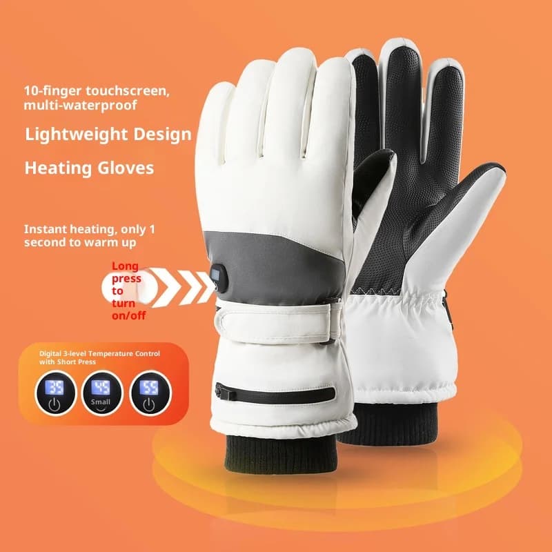 Guanti Riscaldati Elettrici Unisex, Resistenti al Freddo Invernale, Compatibili con Touchscreen, Impermeabili per Moto e Sci