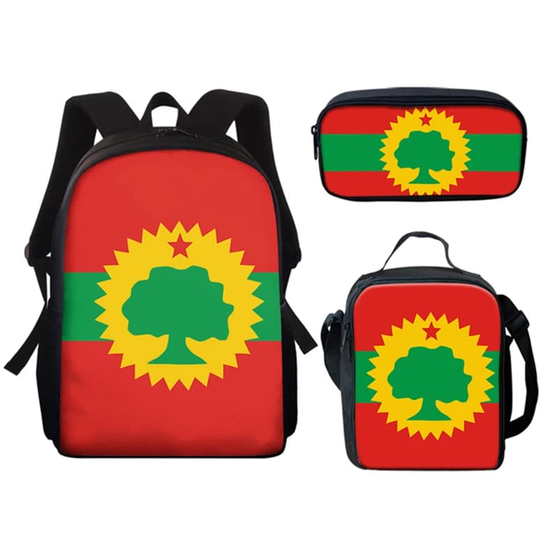Set 3 Pezzi Zaino Scuola per Studenti con Stampa 3D Bandiera Creativa Popolare Peculiaire Originale Divertente, Borsa Porta Pranzo e Astuccio