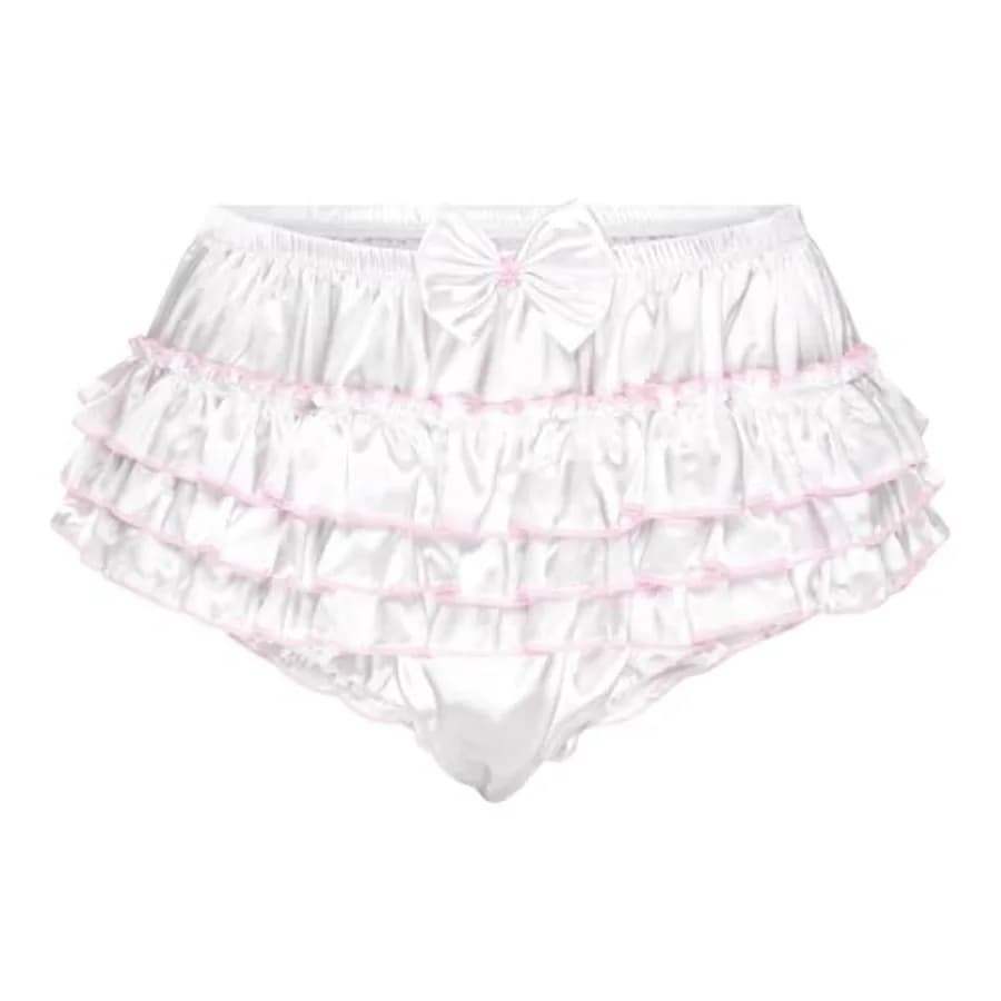Satini Frilly Sissy Ruffled French Knickers Briefs Lingerie Silky Satin Underwear Panties