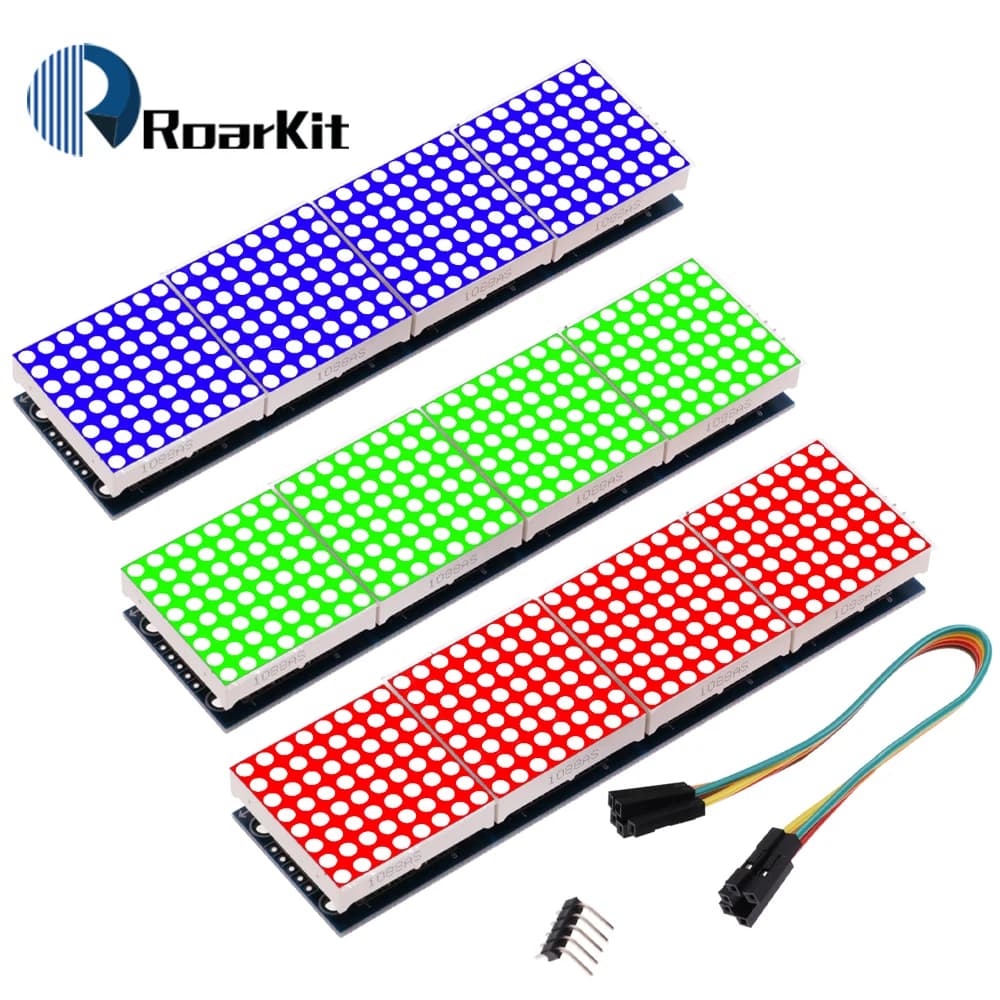 MAX7219 microcontrollore LED rosso/blu/giallo verde 4 In 1 un Display con modulo a matrice di punti linea 5P 5V per Arduino KIT fai da te 8x8