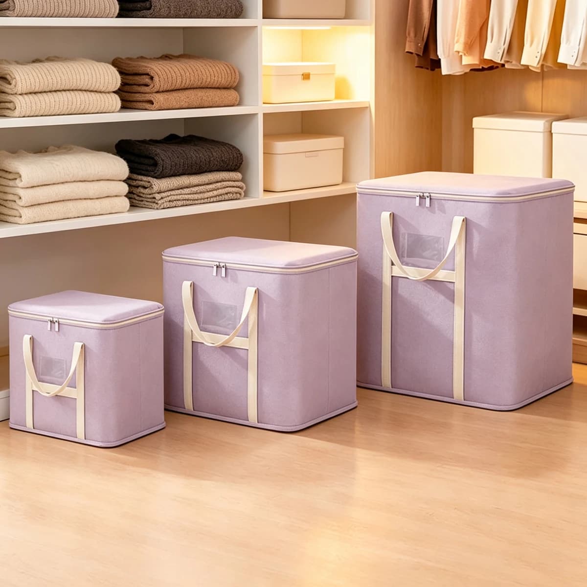 Clothes Storage Bag Extra Large Reinforced Handle Organizer for Blanket Comforters Bed Sheets Pillows Toys Dustproof Quilt Stora