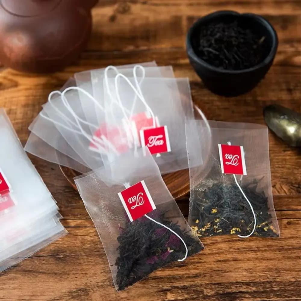 100Pcs Portable Transparent Disposable Transparent Teabags Nylon with String Empty Tea Bags Heat-sealable Filter Paper Teabags