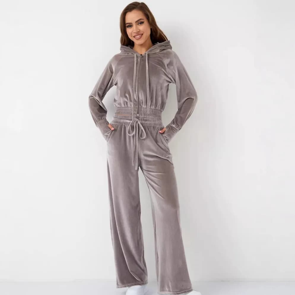 Fashionable Women's Zippered Cardigan Sweatshirt 2-piece Short Sleeve Long Sleeved Women's Fashion Casual with Straight Pants