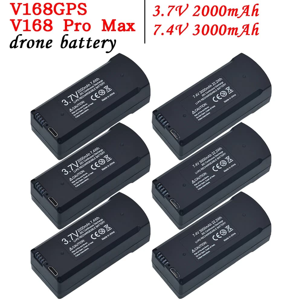 Original Lipo Battery for GPS drone V168 PRO MAX 3.7V 2000mAh suitable for spare battery for RC V198 7.4V 3000mAh four-copper