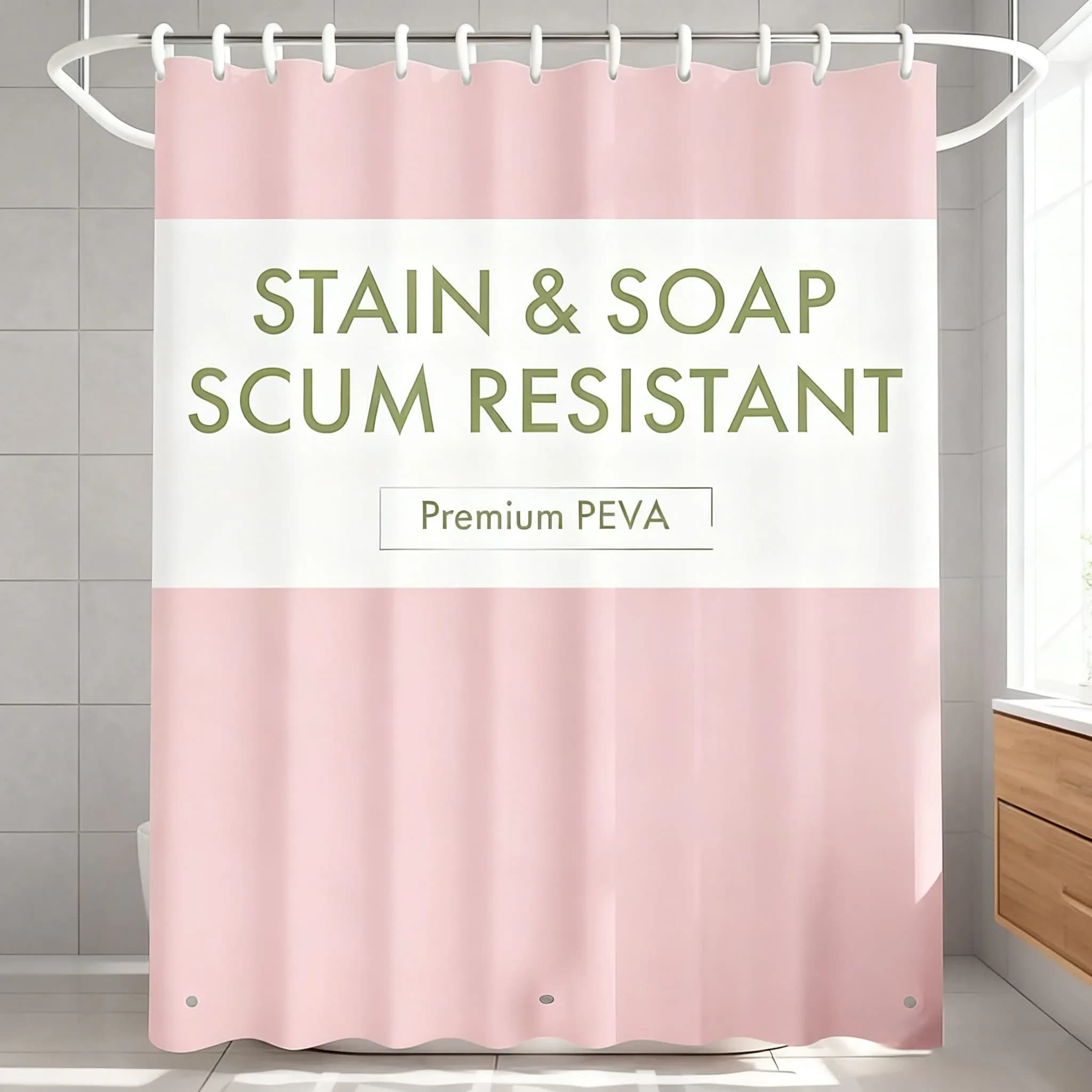 1 fodera per tenda da doccia leggera in PEVA con magneti inferiori Tenda in plastica decorativa per bagno impermeabile per bagni