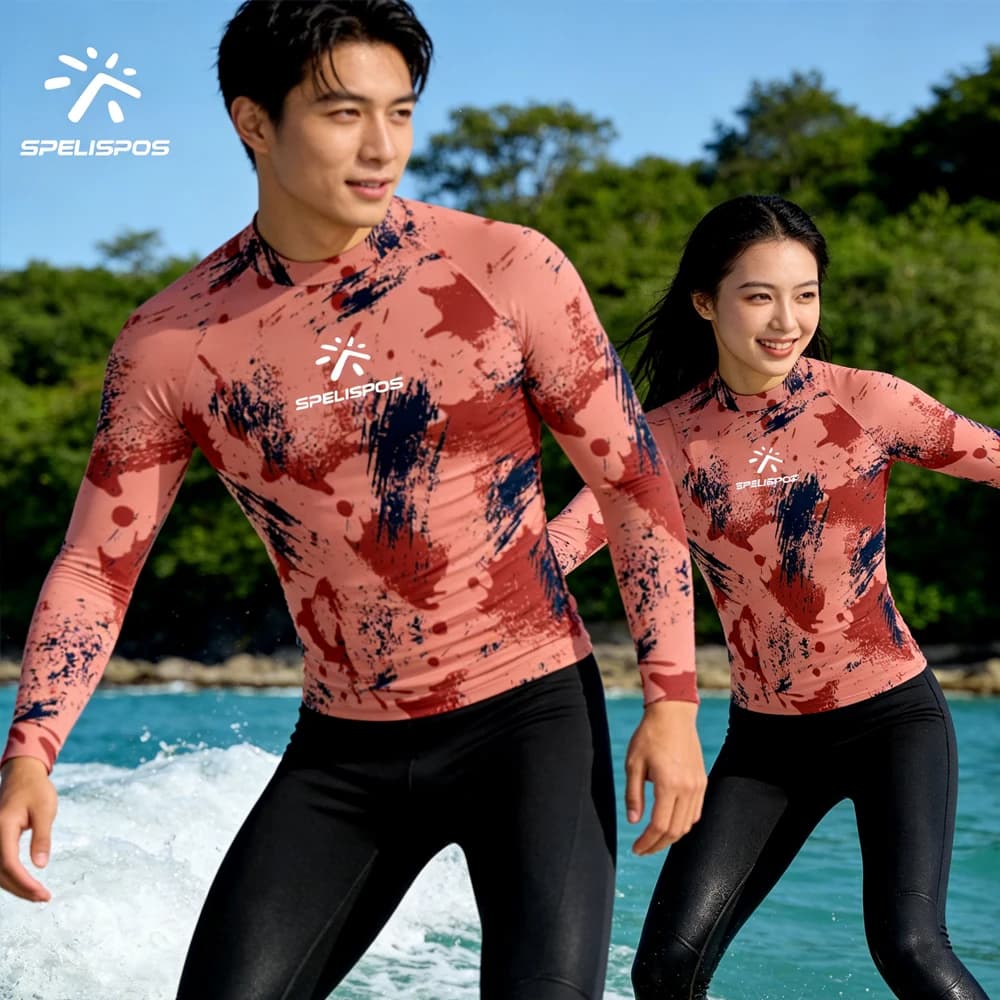 Maglia a Maniche Lunghe Unisex per Vela, Protezione UV UPF50+, Stampa alla Moda, per Spiaggia, Nuoto, Surf, Pesca e Sport Acquatici