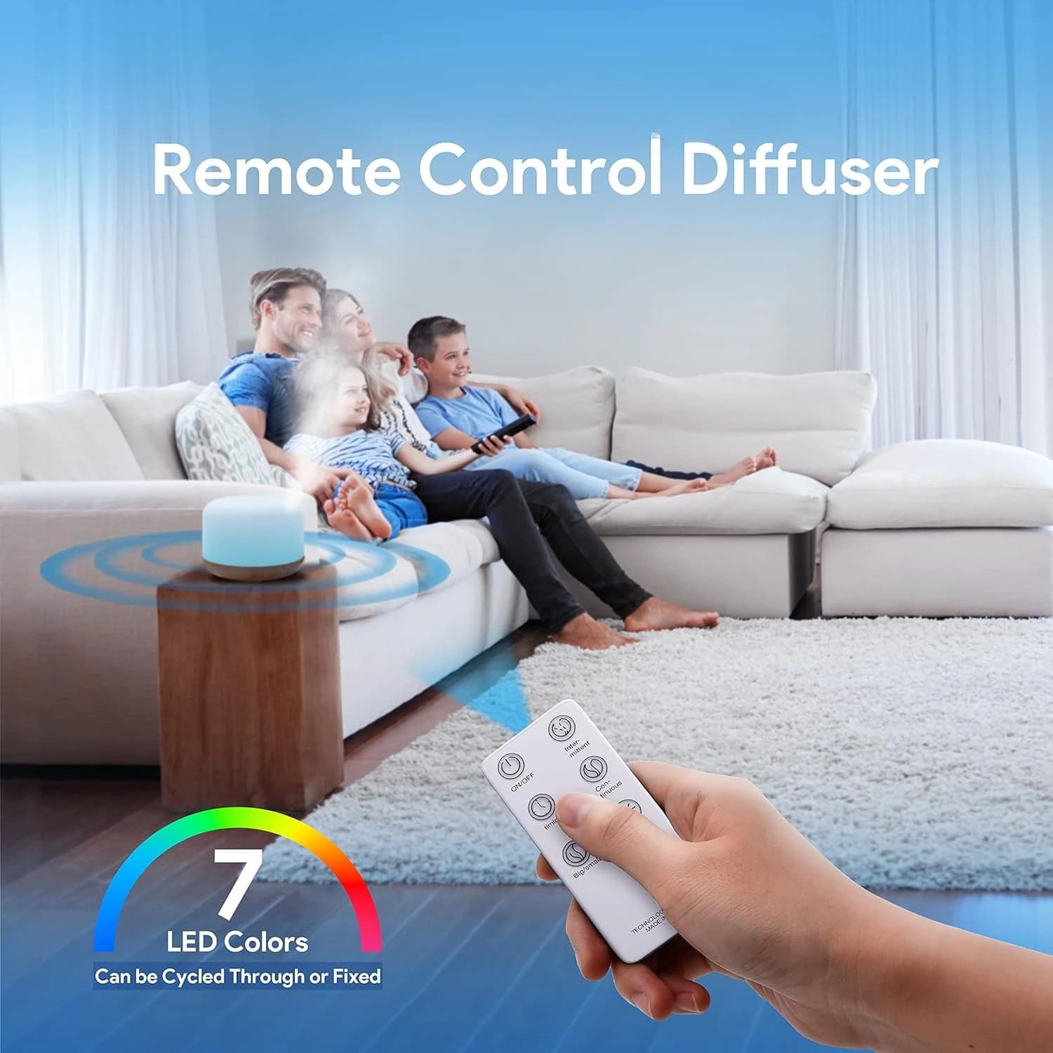 2025 Nuovo diffusore di oli essenziali da 500 ml, umidificatore ad ultrasuoni per aromaterapia con telecomando, 7 colori LED